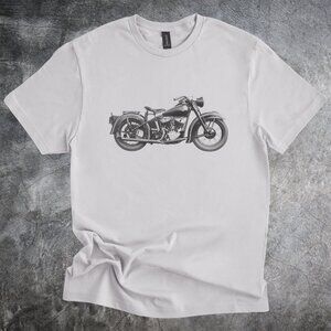 Classic Motorcycle Illustration Graphic Tee Retro Bike Rider T Shirt